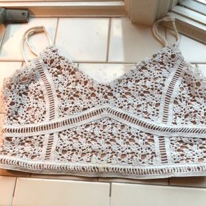 Kendall & Kylie White Crochet Crop Top